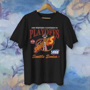Vintage Unisex T-Shirt Seattle Supersonics Playoffs Tee Pm